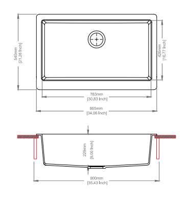 865x540x229mm White Granite Butler Sink Single Bowl Farmhouse Kitchen Laundry Sink Apron Front