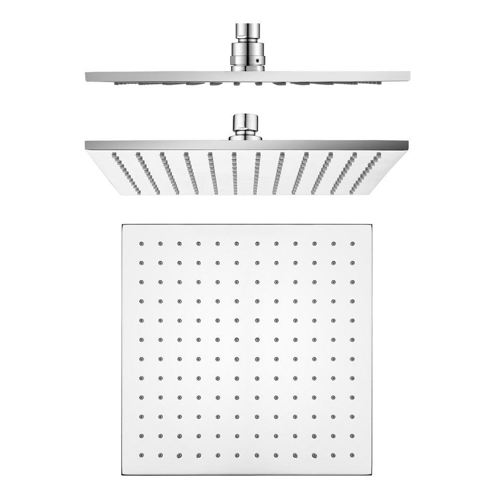 Square Chrome Rainfall Brass Shower Head 250mm