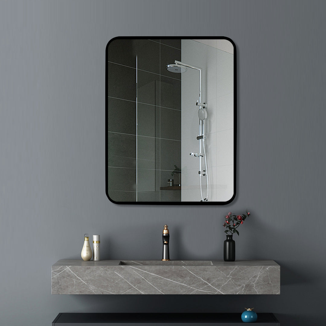 500*650*40mm Square Black Aluminium Wall Mirror