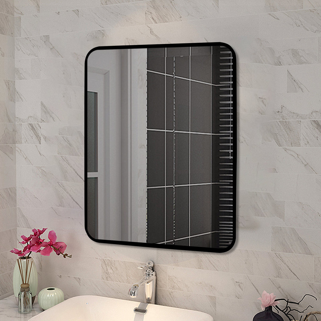 500*650*40mm Square Black Aluminium Wall Mirror