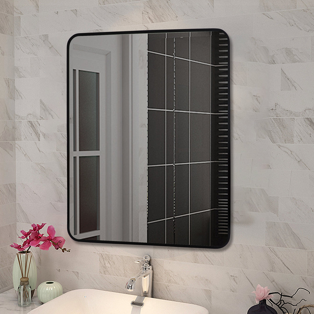 650*800*40mm Square Black Aluminium Wall Mirror