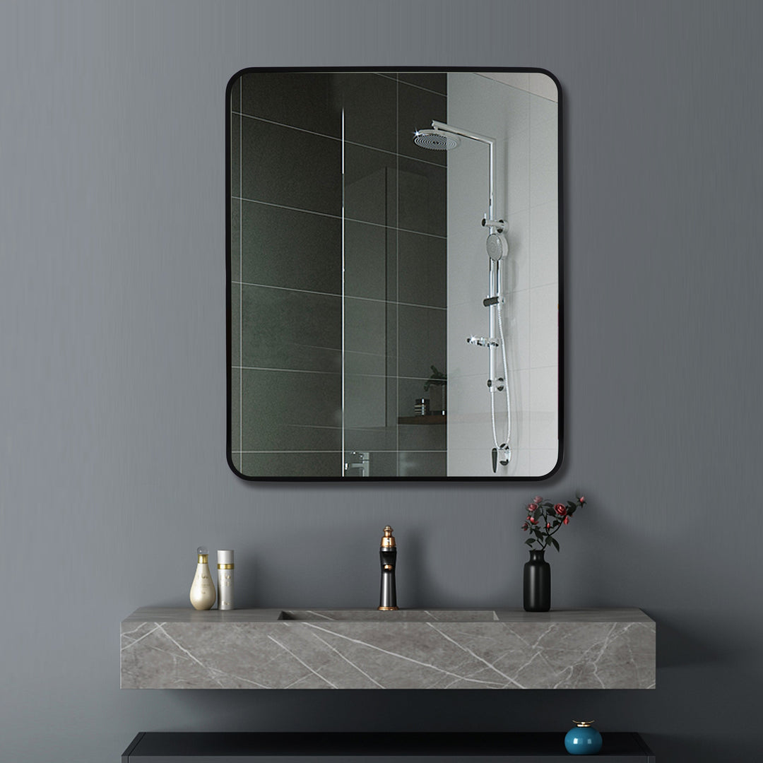 650*800*40mm Square Black Aluminium Wall Mirror