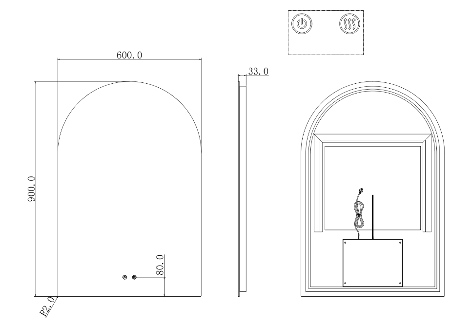 Uni-Arch Backlit LED Mirror 900x600mm