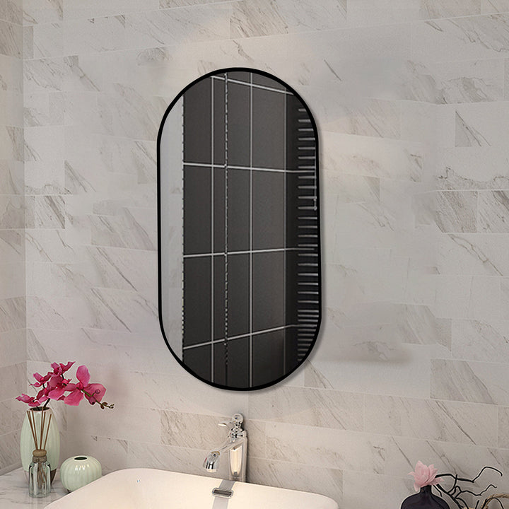 Oval Black Frame Mirror 450x900mm