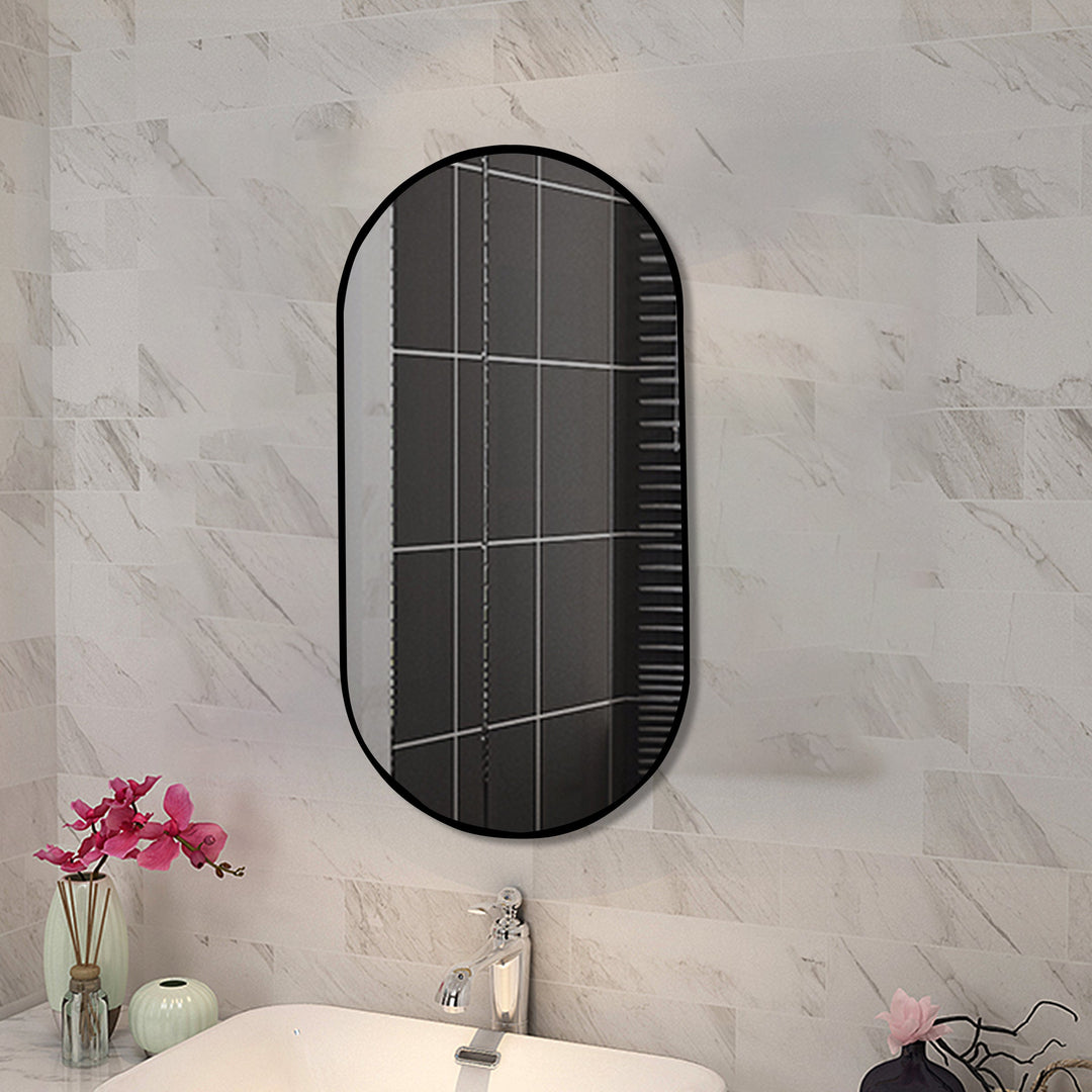 Oval Black Frame Mirror 600x900mm