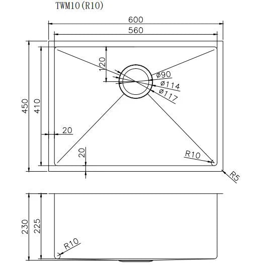 600x450x230mm Rose Gold PVD 1.2mm Handmade Top/Undermount Single Bowl Kitchen Sink 304 Stainless Steel