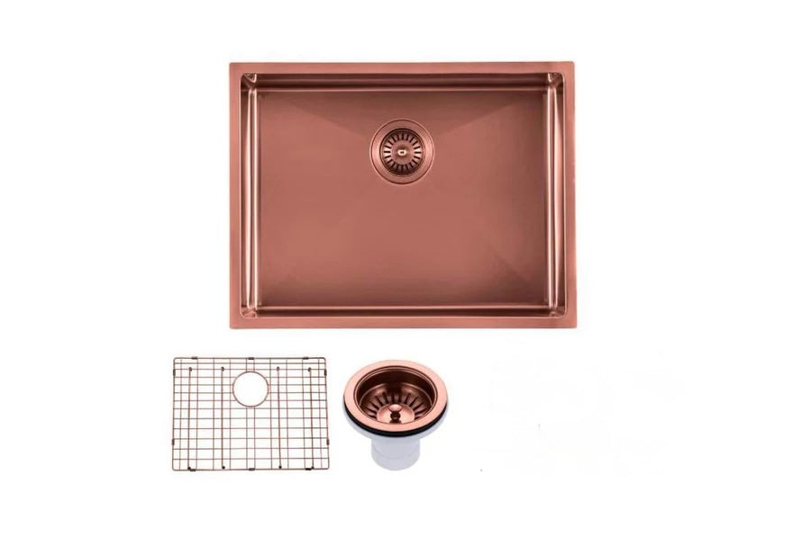 600x450x300mm Rose Gold PVD 1.2mm Handmade Top/Undermount Single Bowl Kitchen/Laundry Sink