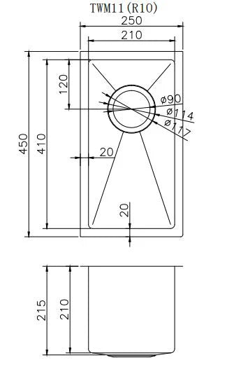 250x450x215mm Rose Gold PVD 1.2mm Handmade Top/Undermount Single Bowl Kitchen Sink