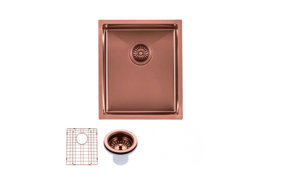 390x450x215mm Rose Gold PVD 1.2mm Handmade Top/Undermount Single Bowl Kitchen Sink