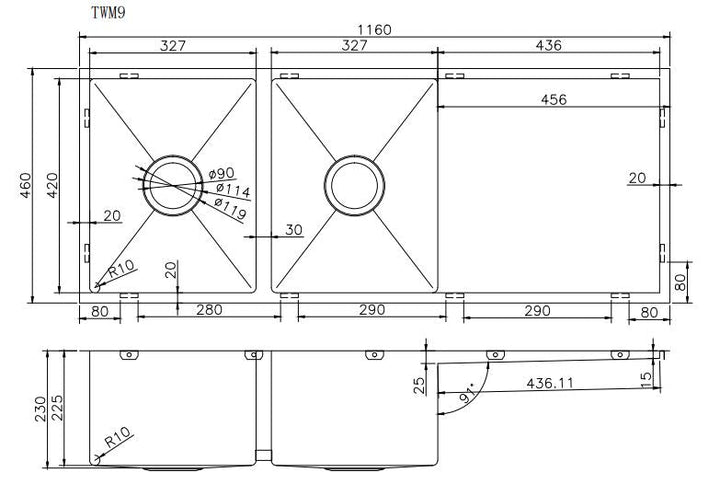 Stainless Steel Double Bowl