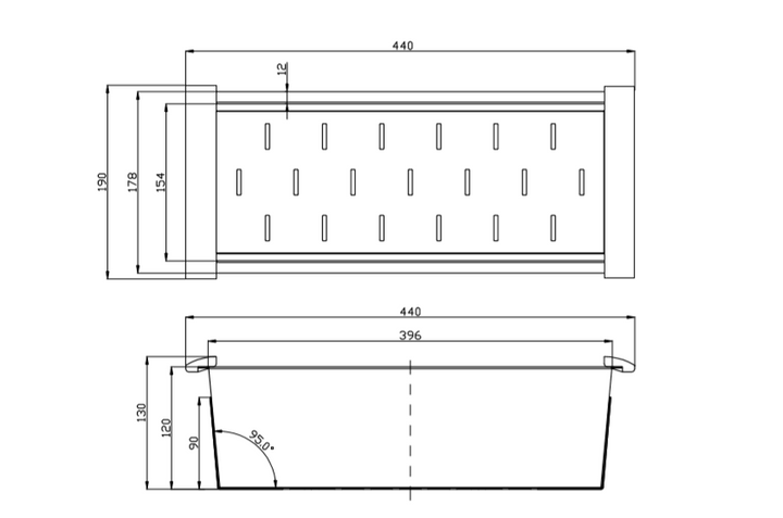 440mm Square Stainless Steel Colander for Kitchen Sink