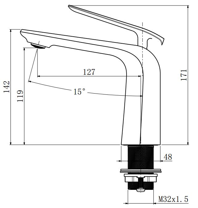 Norico Esperia Matte Black Basin Mixer