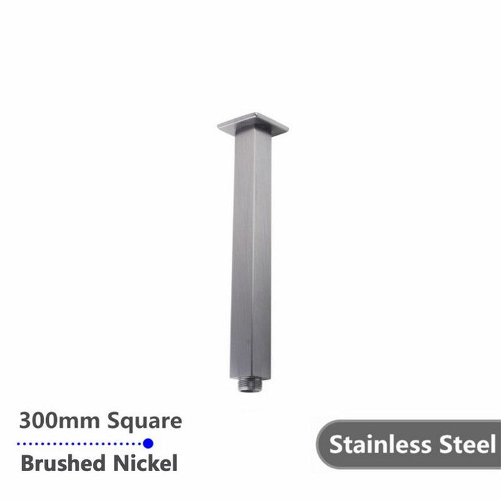 Square Brushed Nickel Ceiling Shower Arm 300mm