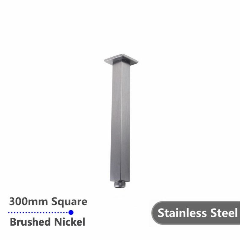 Square Brushed Nickel Ceiling Shower Arm 300mm