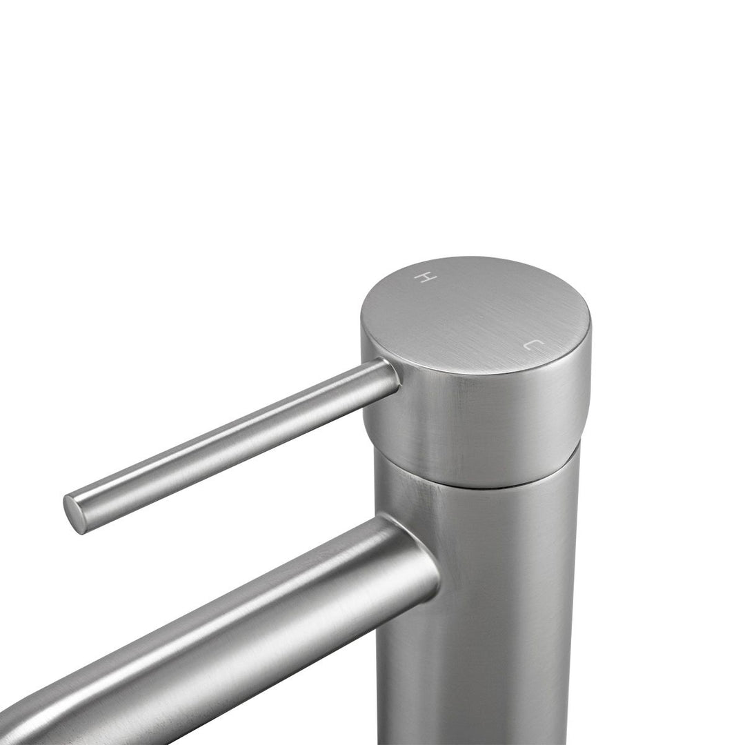 LUCID PIN Series Round Brushed Nickel Tall Basin Mixer