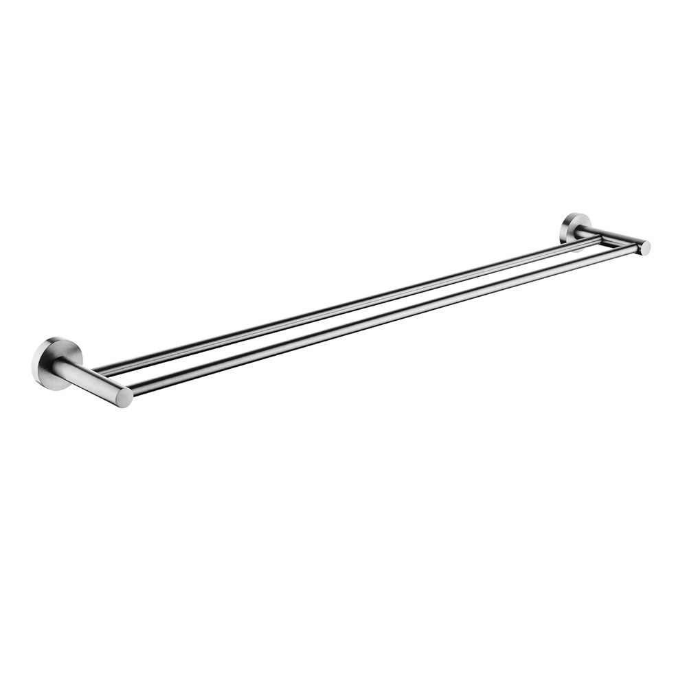 LUCID PIN 800mm Round Brushed Nickel Double Towel Rail