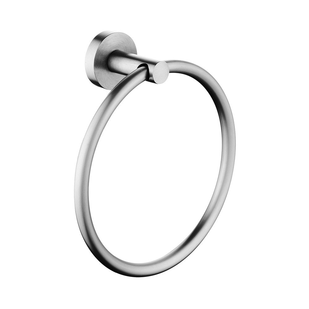 LUCID PIN Round Brushed Nickel Hand Towel Ring