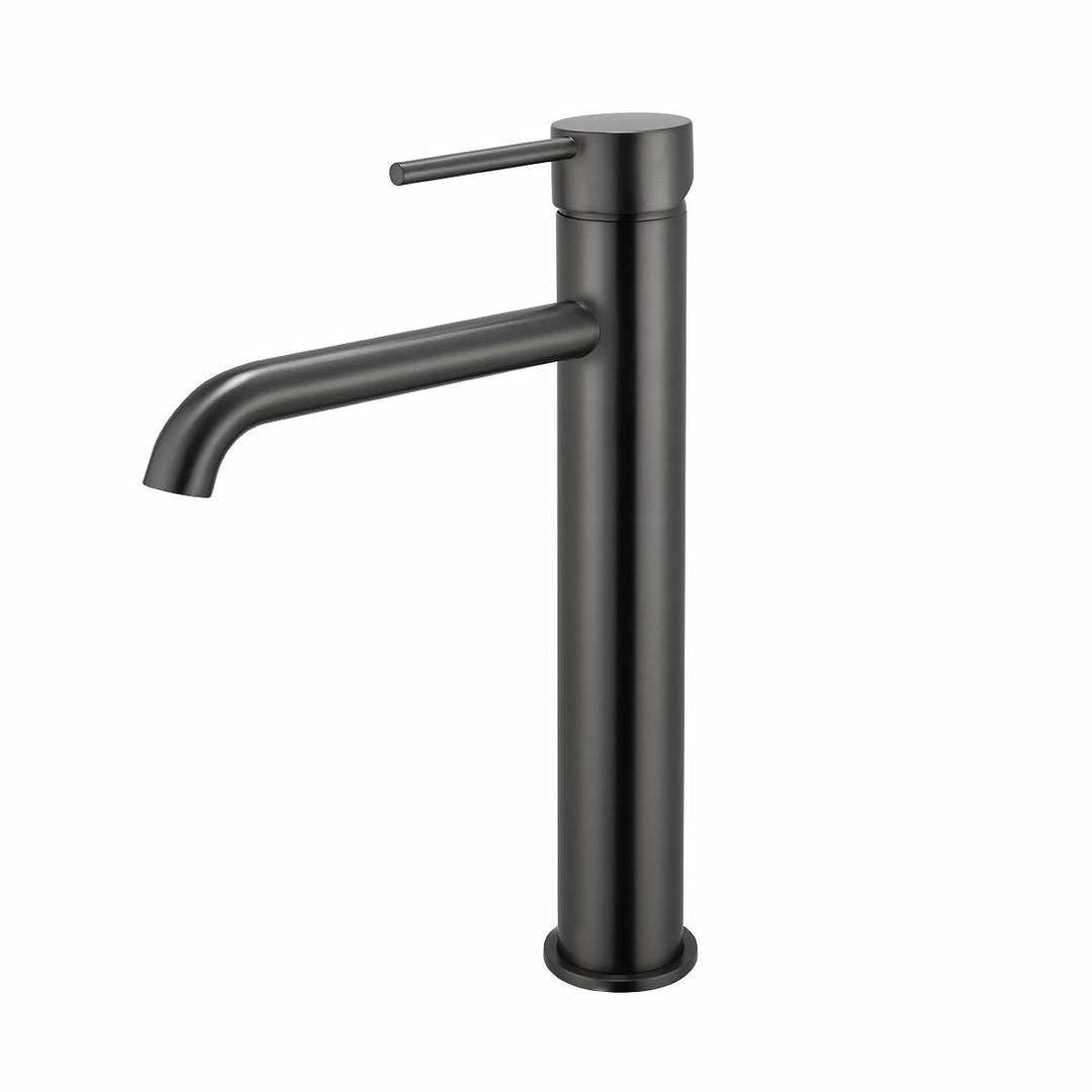 LUCID PIN Series Round Brushed Gun Metal Tall Basin Mixer