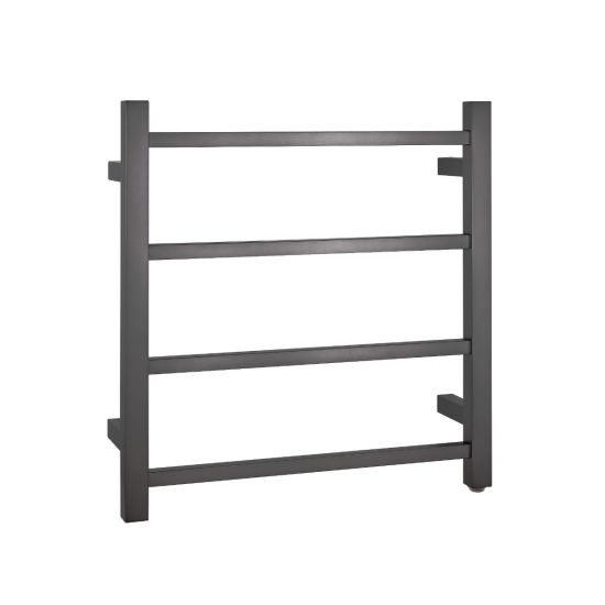 Brushed Gun Metal Grey Square Electric Heated Towel Rack 4 Bars