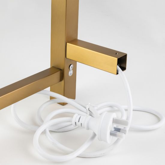 Brushed Yellow Gold Square Electric Heated Towel Rack 6 Bars