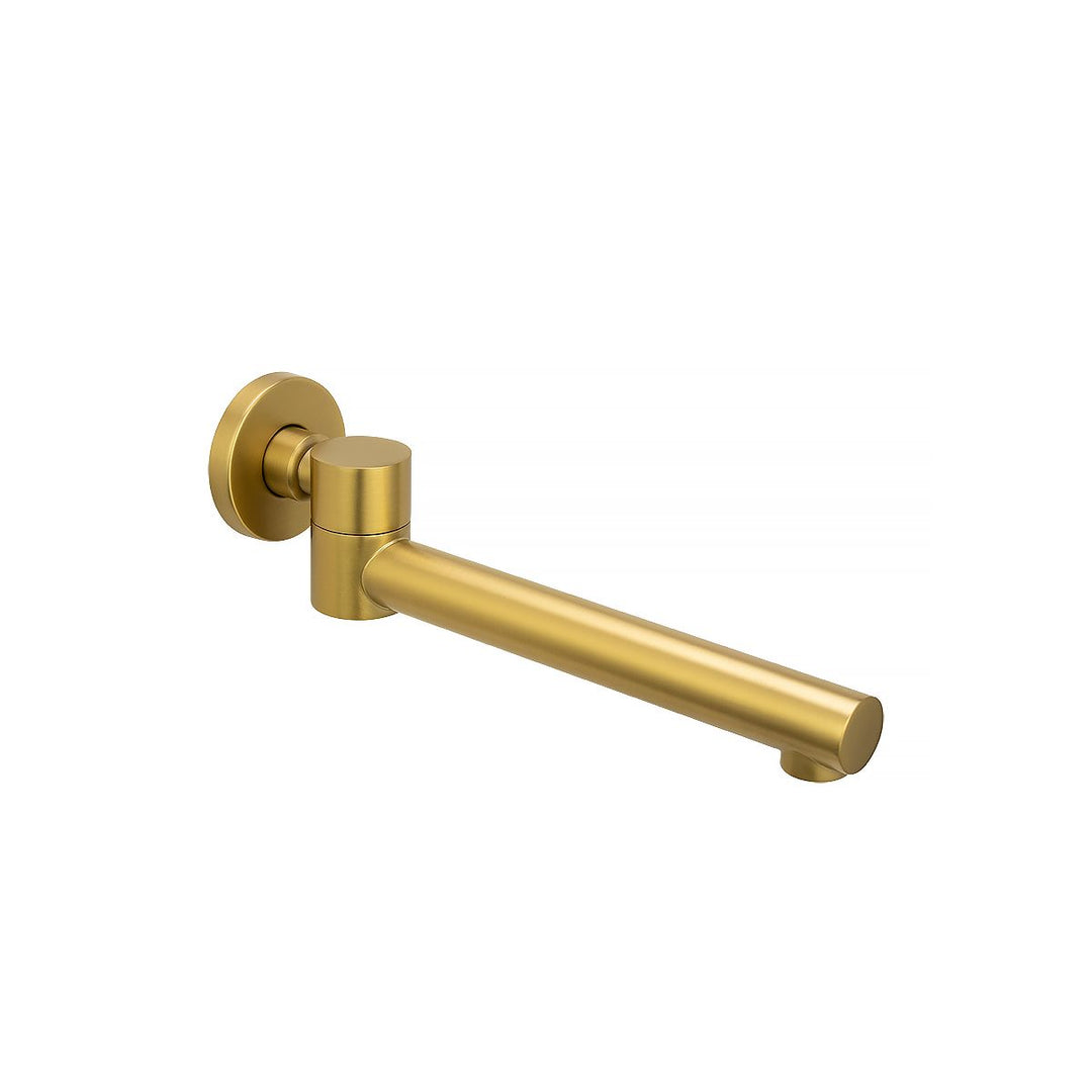 Round Brushed Brass Bathtub/Basin Swivel Wall Spout