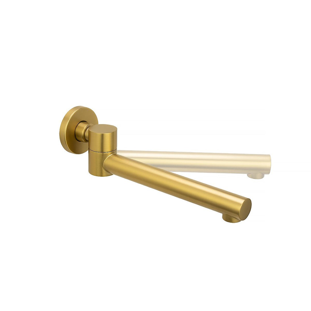 Round Brushed Brass Bathtub/Basin Swivel Wall Spout