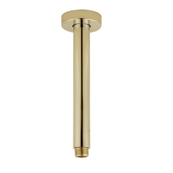 Round Brushed Brass Ceiling Shower Arm 200mm