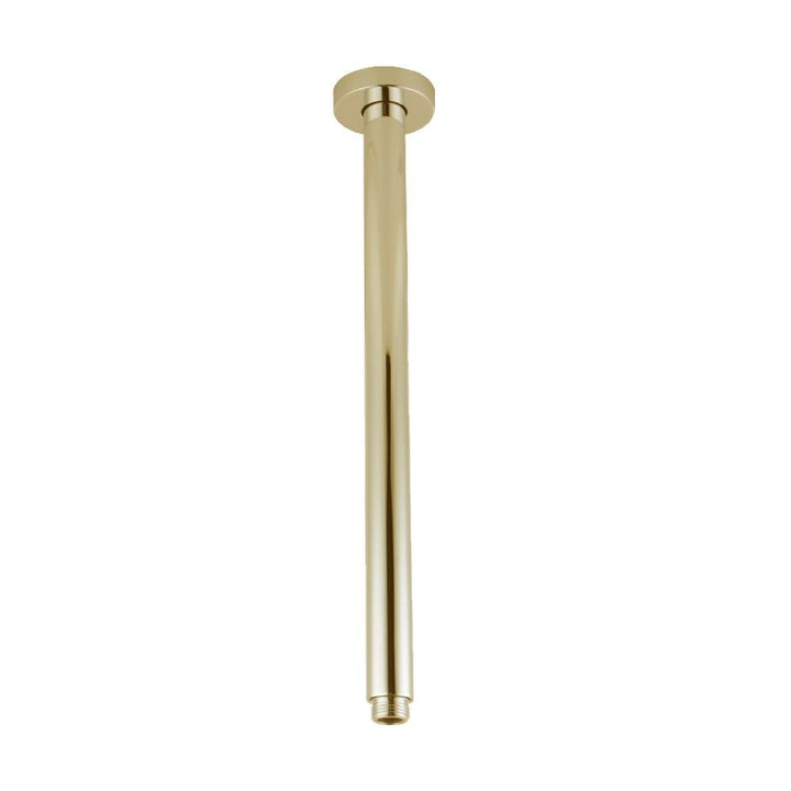 Round Brushed Brass Ceiling Shower Arm 400mm