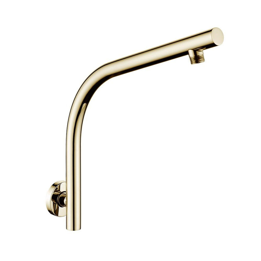 Round Brushed Brass Goose-neck Wall Mounted Shower Arm