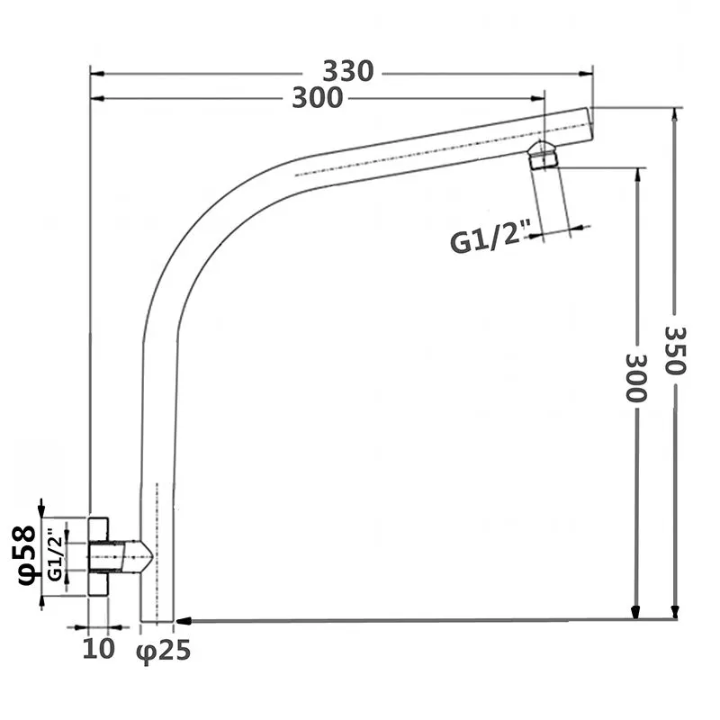 Round Brushed Nickel Goose-neck Wall Mounted Shower Arm