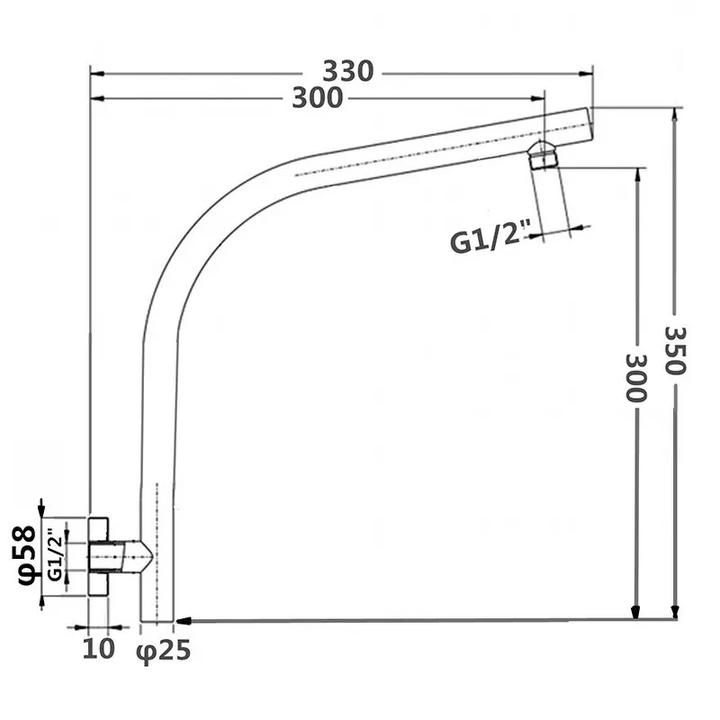 Round Brushed Nickel Goose-neck Wall Mounted Shower Arm