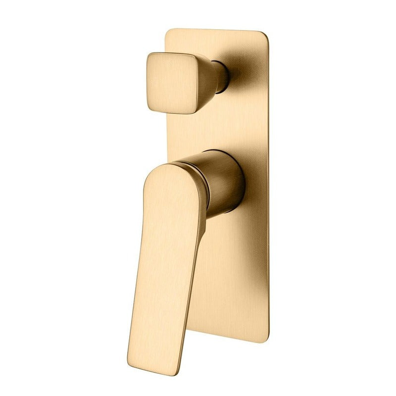 RUSHY Series Square Brushed Yellow Gold Wall Mixer With Diverter