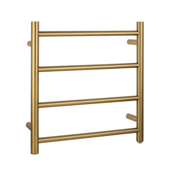 Brushed Yellow Gold Round Electric Heated Towel Rack 4 Bars