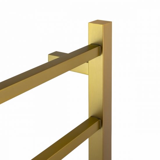 Brushed Yellow Gold Square Electric Heated Towel Rack 6 Bars