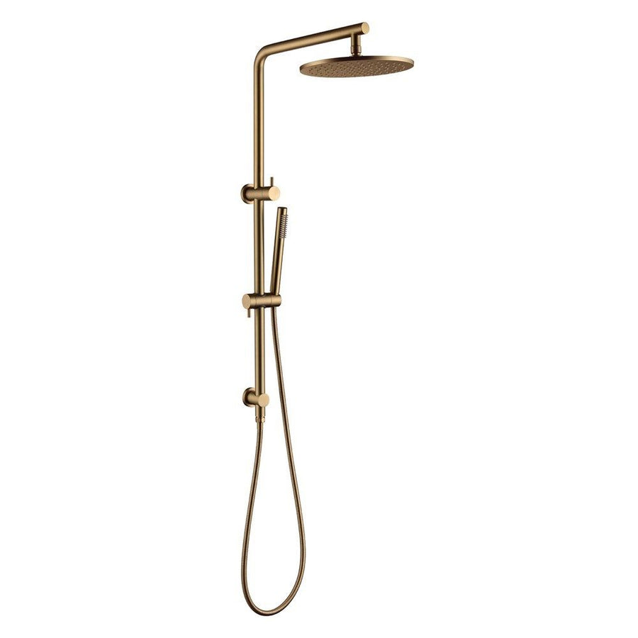 10'' Round Brushed Yellow Gold Shower Station Top Water Inlet(Right Angle)