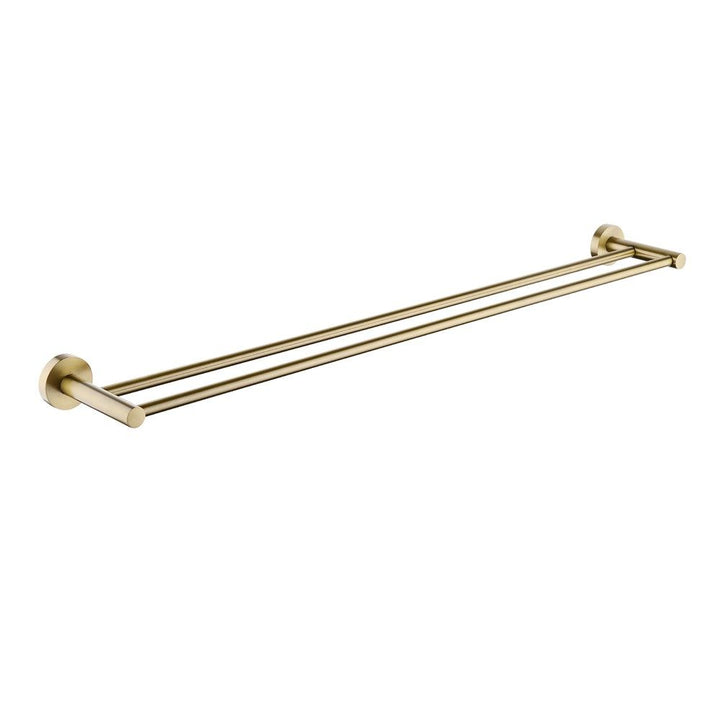 LUCID PIN 800mm Round Brushed Yellow Gold Double Towel Rack Rail