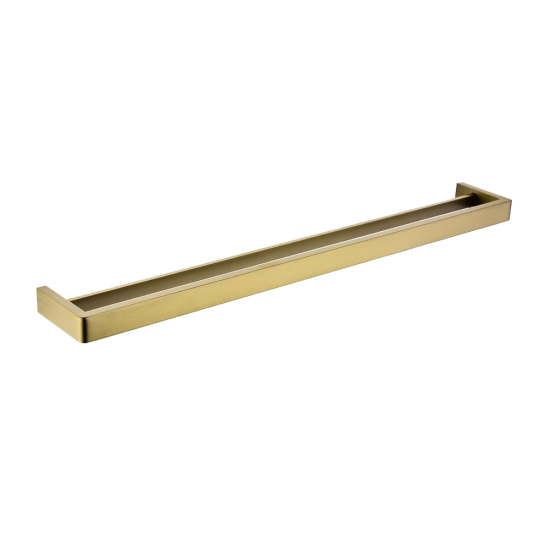 IVANO Series Square Brushed Yellow Gold Double Towel Rail 800mm