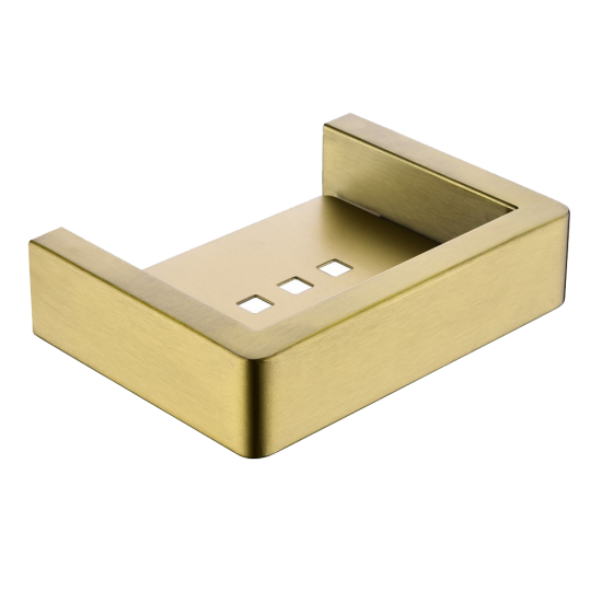 IVANO Series Square Brushed Yellow Gold Soap Dish Holder