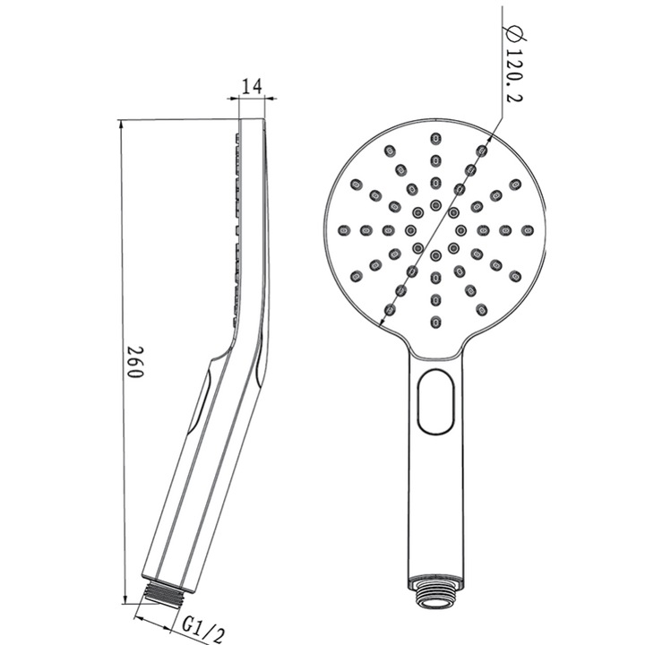 Round Chrome ABS 3 Function Handheld Shower Only