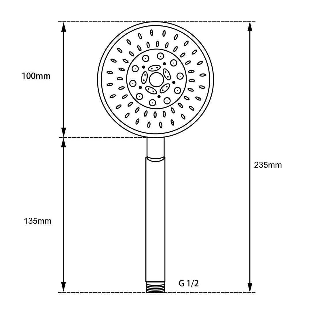 Black 5 Function Round Handheld Shower