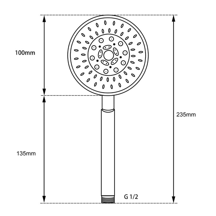 Black 5 Function Round Handheld Shower