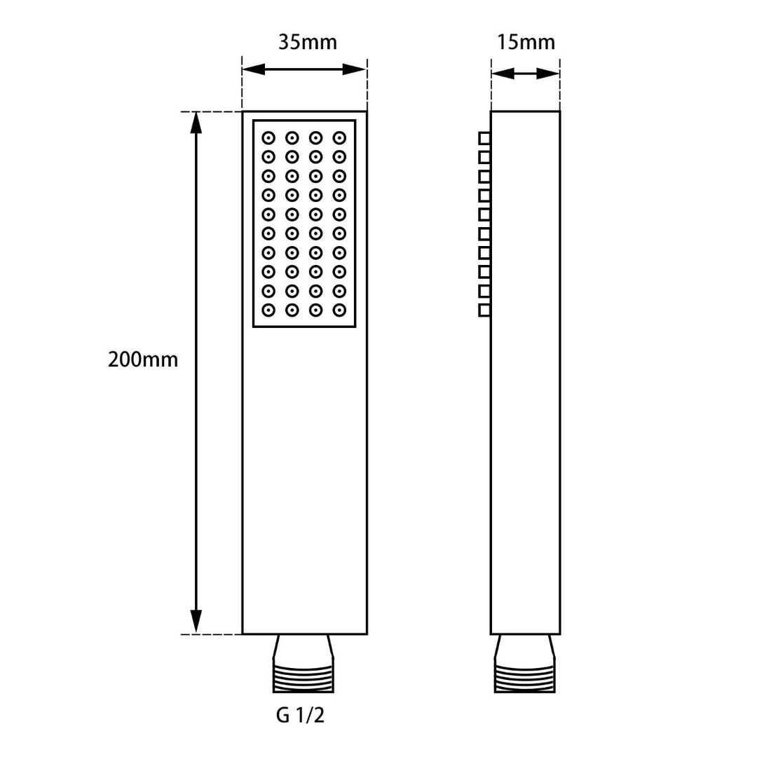 Chrome Brass Square Handheld Shower Spray Head