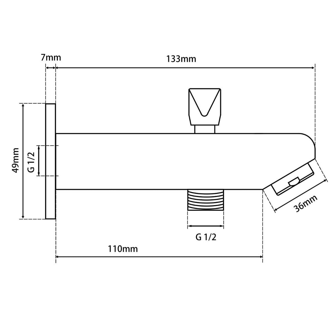 BLAZE Matte Black Bathtub/Basin Wall Spout with Diverter