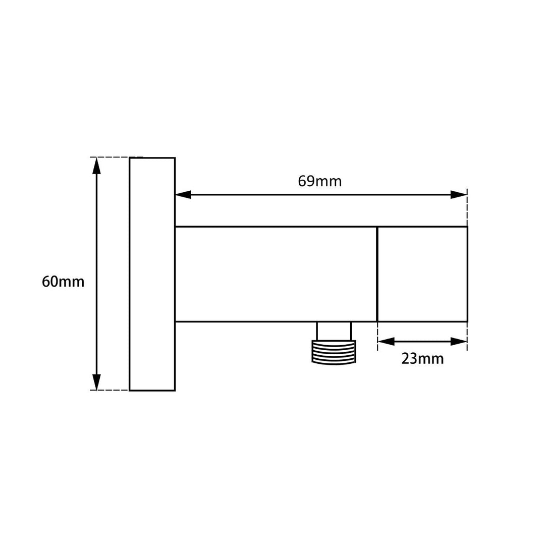 Laundry Square Black 1/4 Turn Washing Machine Stop Tap Pair