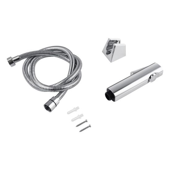 Round Chrome ABS Toilet Bidet Spray Kit with Stainless Steel Hose