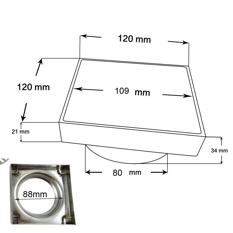 Chrome Shower Grate Floor Waste Drain Smart Insert Tile 120*120mm