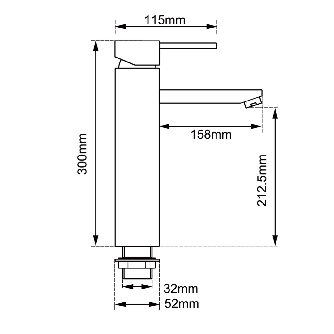 LUCID PIN Round Black Tall Basin Mixer