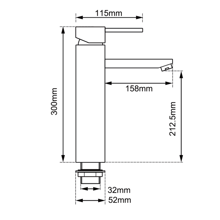 LUCID PIN Round Black Tall Basin Mixer