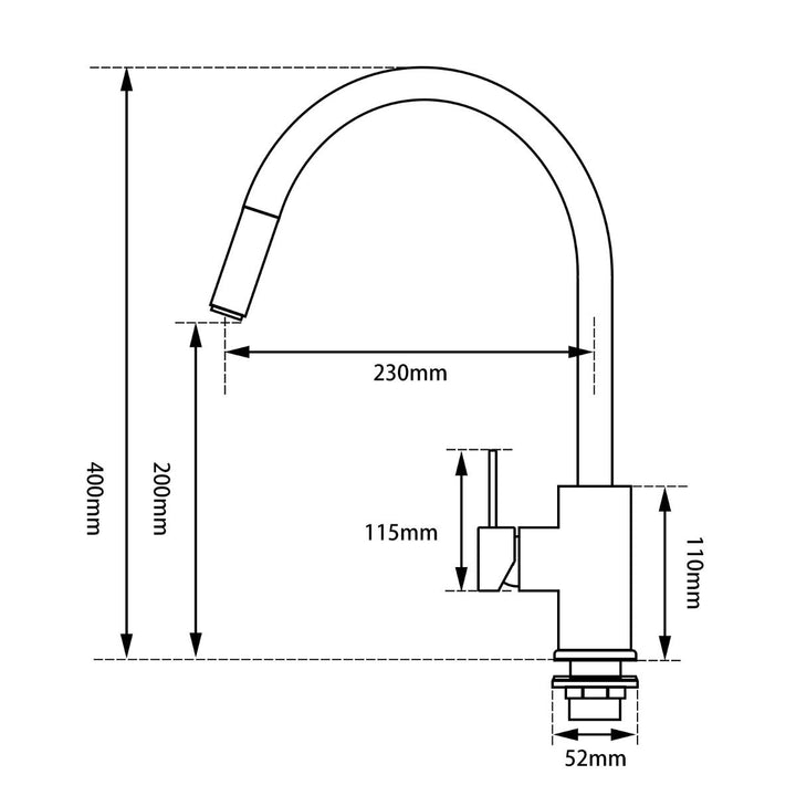 Round Chrome Pull Out Kitchen Sink Mixer Tap