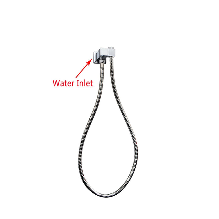 Square Chrome Shower Holder Wall Connector & Hose Only